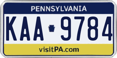 PA license plate KAA9784