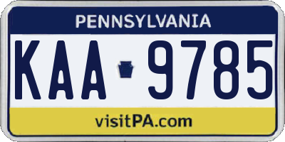 PA license plate KAA9785