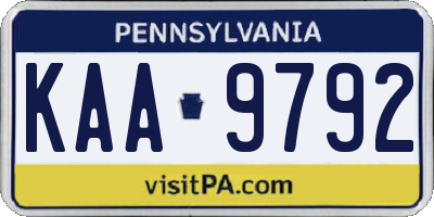 PA license plate KAA9792