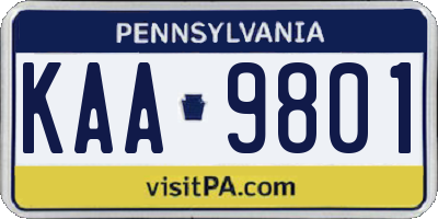 PA license plate KAA9801