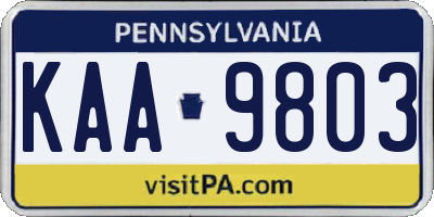 PA license plate KAA9803