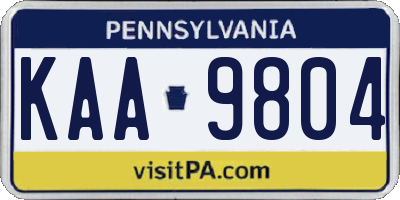 PA license plate KAA9804