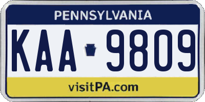 PA license plate KAA9809