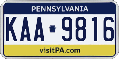 PA license plate KAA9816