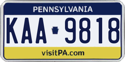 PA license plate KAA9818
