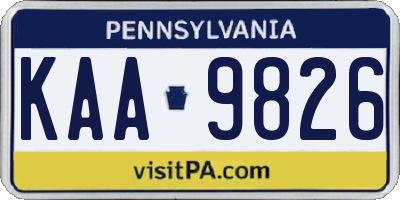 PA license plate KAA9826