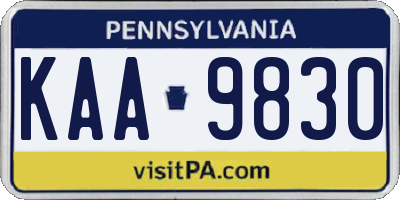 PA license plate KAA9830