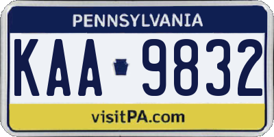 PA license plate KAA9832