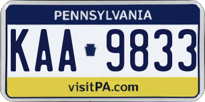 PA license plate KAA9833