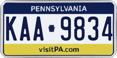 PA license plate KAA9834
