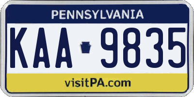 PA license plate KAA9835