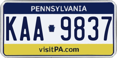 PA license plate KAA9837