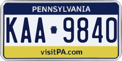PA license plate KAA9840