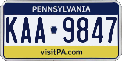 PA license plate KAA9847