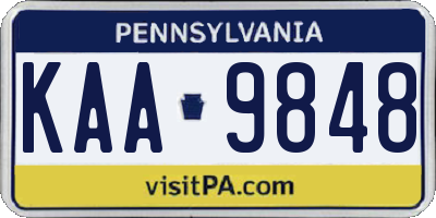 PA license plate KAA9848