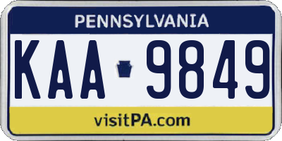 PA license plate KAA9849