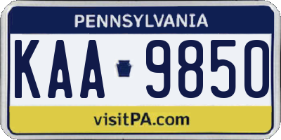 PA license plate KAA9850