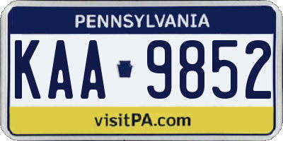 PA license plate KAA9852