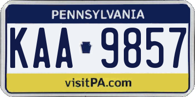 PA license plate KAA9857