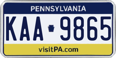 PA license plate KAA9865