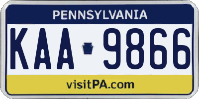 PA license plate KAA9866