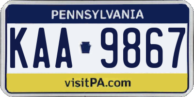PA license plate KAA9867