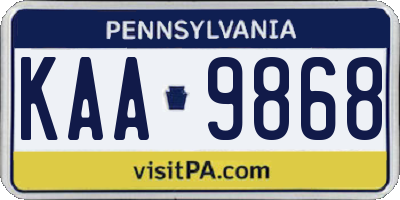 PA license plate KAA9868