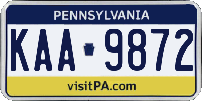 PA license plate KAA9872