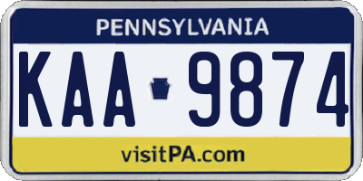 PA license plate KAA9874