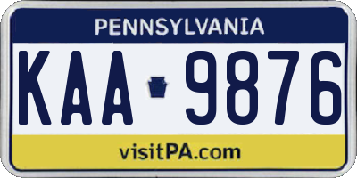 PA license plate KAA9876