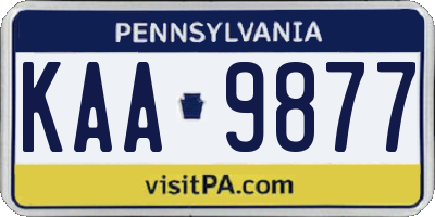 PA license plate KAA9877
