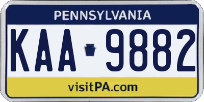 PA license plate KAA9882