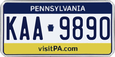 PA license plate KAA9890