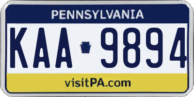 PA license plate KAA9894