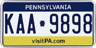 PA license plate KAA9898