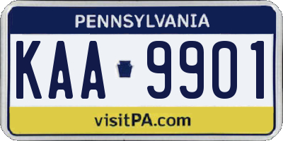 PA license plate KAA9901