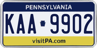 PA license plate KAA9902