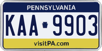 PA license plate KAA9903