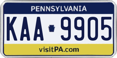 PA license plate KAA9905