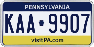 PA license plate KAA9907