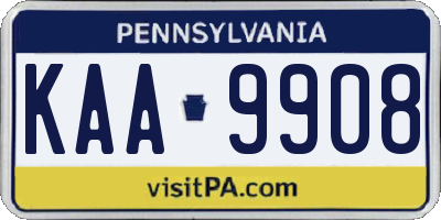 PA license plate KAA9908