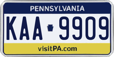PA license plate KAA9909