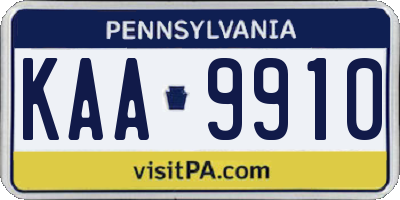 PA license plate KAA9910