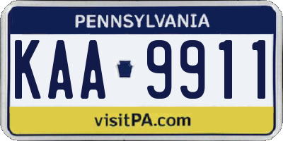 PA license plate KAA9911