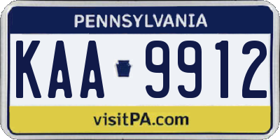 PA license plate KAA9912