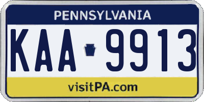 PA license plate KAA9913