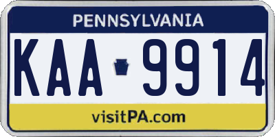 PA license plate KAA9914