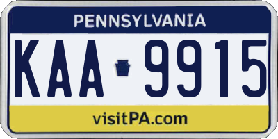 PA license plate KAA9915