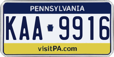 PA license plate KAA9916