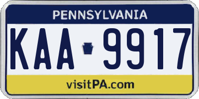 PA license plate KAA9917